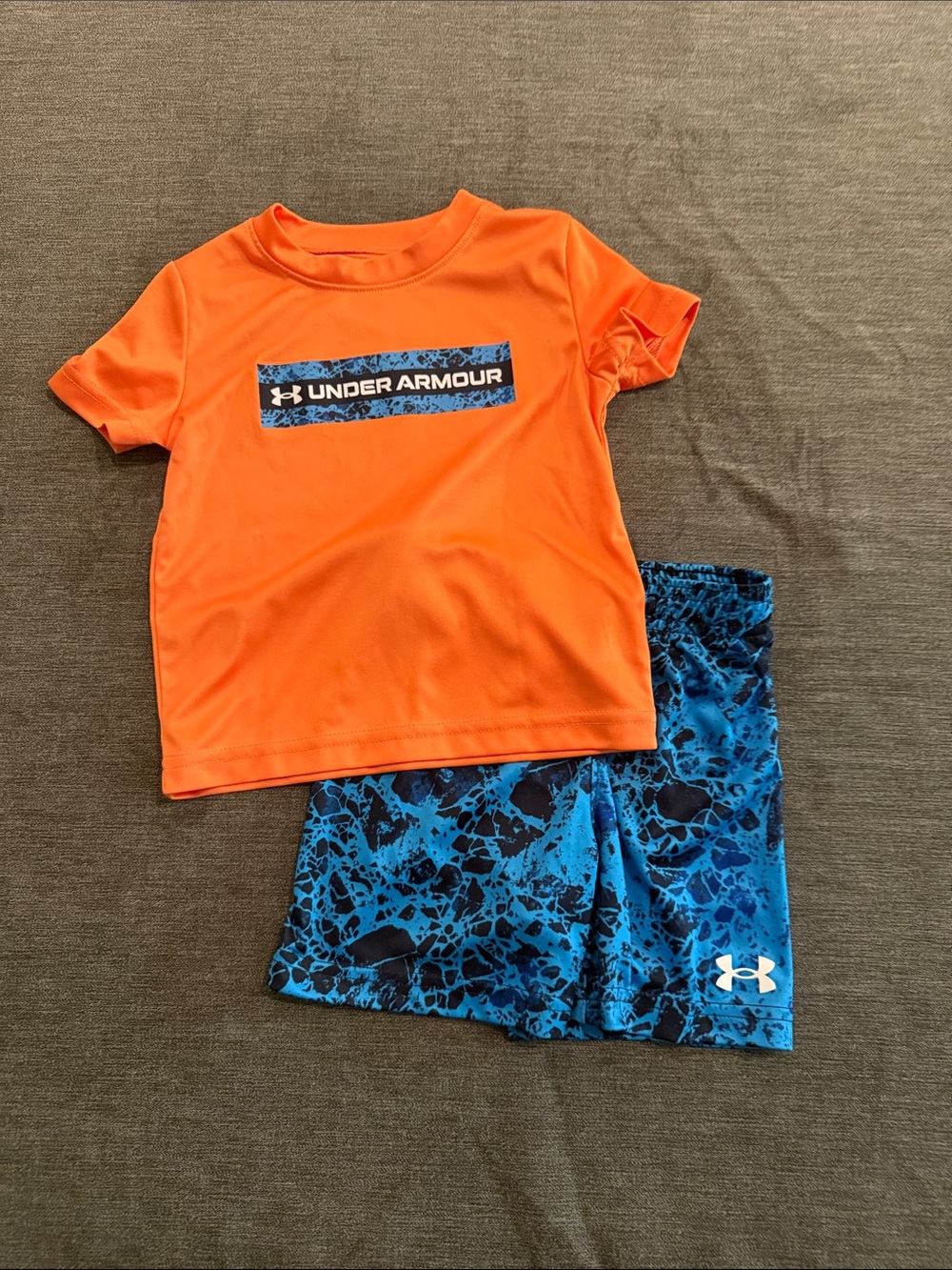 Under Armour Orange Shiet with Blue Shorts - Kids Set